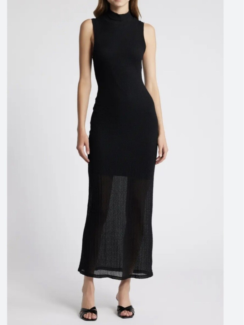 FRAME Mesh Mock Neck Semi-Sheer Sleeveless Maxi Dress size small s new NWT